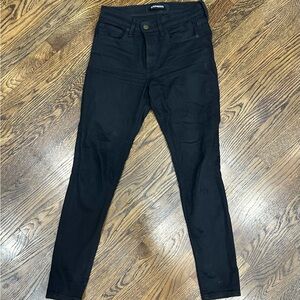 Express Jet Black Denim Jeans- legging, mid-rise